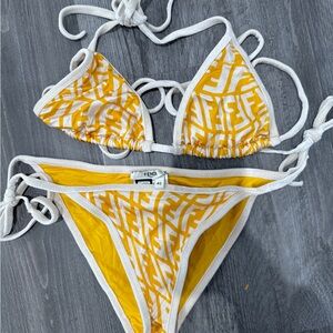 Fendi Yellow and White Bikini